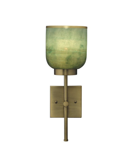Jamie Young Company - Vapor Single Sconce in Antique Brass & Aqua Metallic Glass - 4VAPO-SCAQ