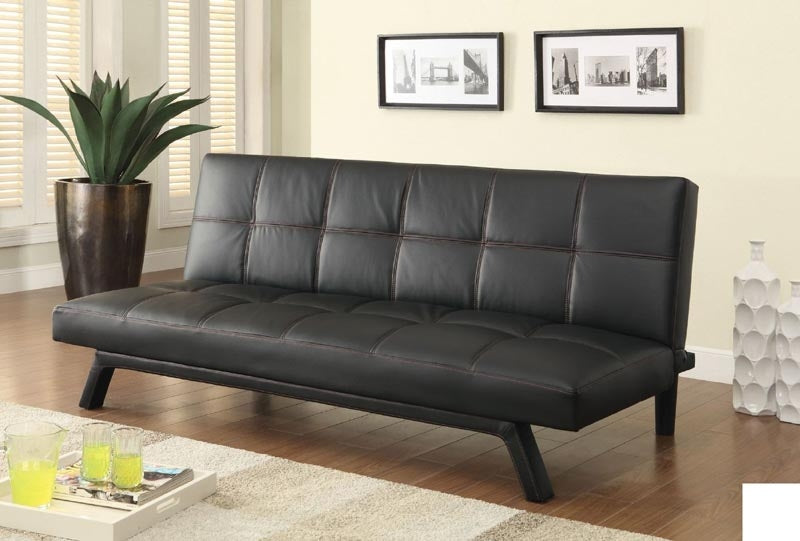 Coaster Furniture - 500765 Black With Red Stitching Full Sofa Bed - 500765 - Room View