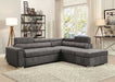 Acme Furniture - Thelma Gray Polished Microfiber Sectional Sofa w/Sleeper & Ottoman - 50275