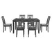 GFD Home - TOPMAX 7-Piece Farmhouse Rustic Wooden Dining Table Set Kitchen Furniture Set with 6 Padded Dining Chairs, Gray - GreatFurnitureDeal