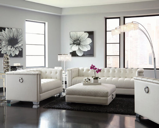 Coaster Furniture - Chaviano Pearl White Tufted Loveseat - 505392