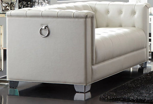 Coaster Furniture - Chaviano Pearl White Tufted Loveseat - 505392 - GreatFurnitureDeal
