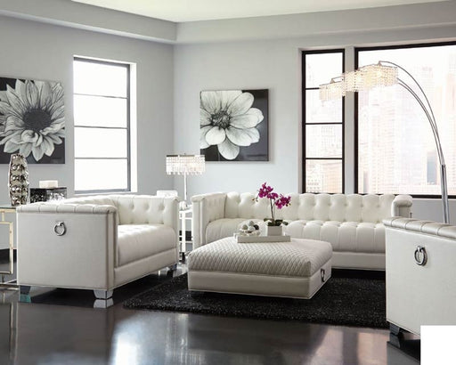 Coaster Furniture - Chaviano Diamond Pearl White Ottoman - 505394 - Room View