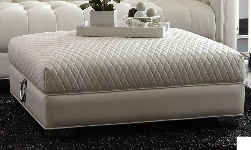 Coaster Furniture - Chaviano Diamond Pearl White Ottoman - 505394 - GreatFurnitureDeal