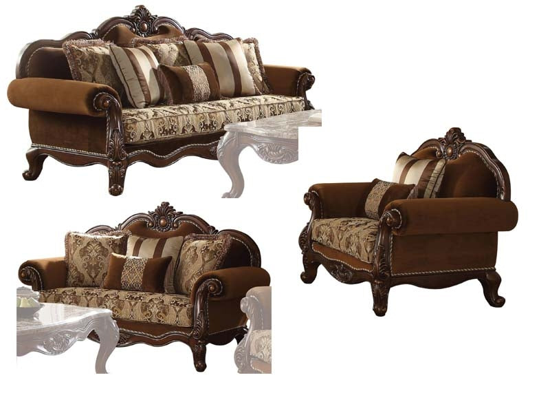 Acme Furniture - Jardena Cherry Oak 3 Piece Living Room Set - 50655-56-57