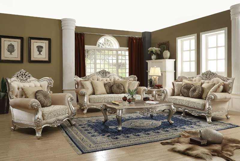 Acme Furniture - Bently Champagne 3 Piece Living Room Set - 50660-61-62