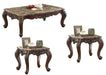 Acme Furniture - Devayne Marble and Dark Walnut 3 Piece Occasional Table Set - 81685-81687