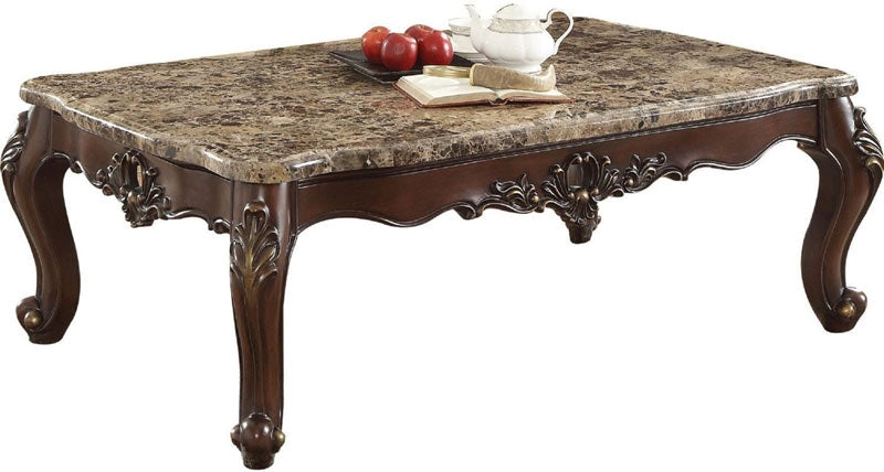 Acme Furniture - Devayne Marble and Dark Walnut Coffee Table - 81685 - GreatFurnitureDeal
