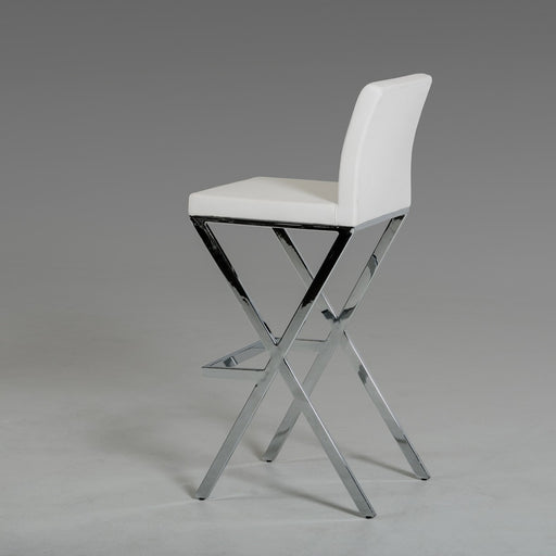 VIG Furniture - Modrest 5086B Modern White Leatherette Bar Stool (Set of 2) - VGHR5086B-WHT - GreatFurnitureDeal