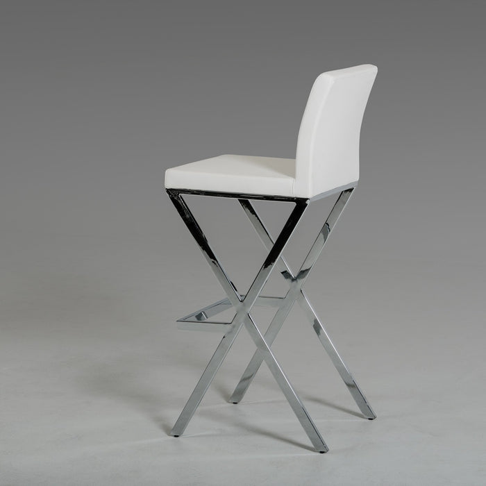 VIG Furniture - Modrest 5086B Modern White Leatherette Bar Stool (Set of 2) - VGHR5086B-WHT