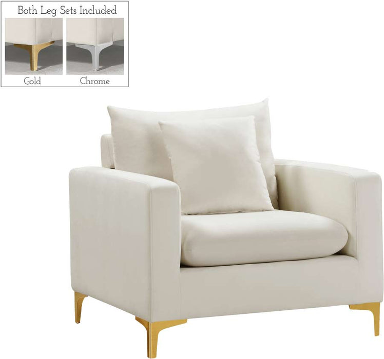 Meridian Furniture - Naomi Velvet Chair in Cream - 633Cream-C - GreatFurnitureDeal