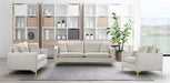 Meridian Furniture - Naomi Velvet Loveseat in Cream - 633Cream-L - GreatFurnitureDeal