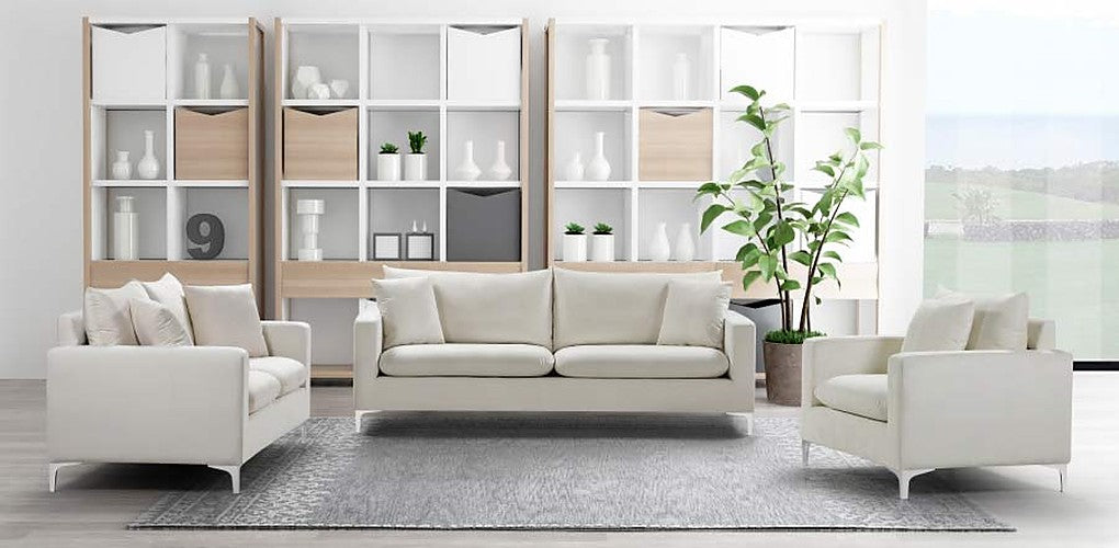Meridian Furniture - Naomi Velvet Sofa in Cream - 633Cream-S - GreatFurnitureDeal