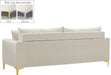 Meridian Furniture - Naomi Velvet Sofa in Cream - 633Cream-S - GreatFurnitureDeal