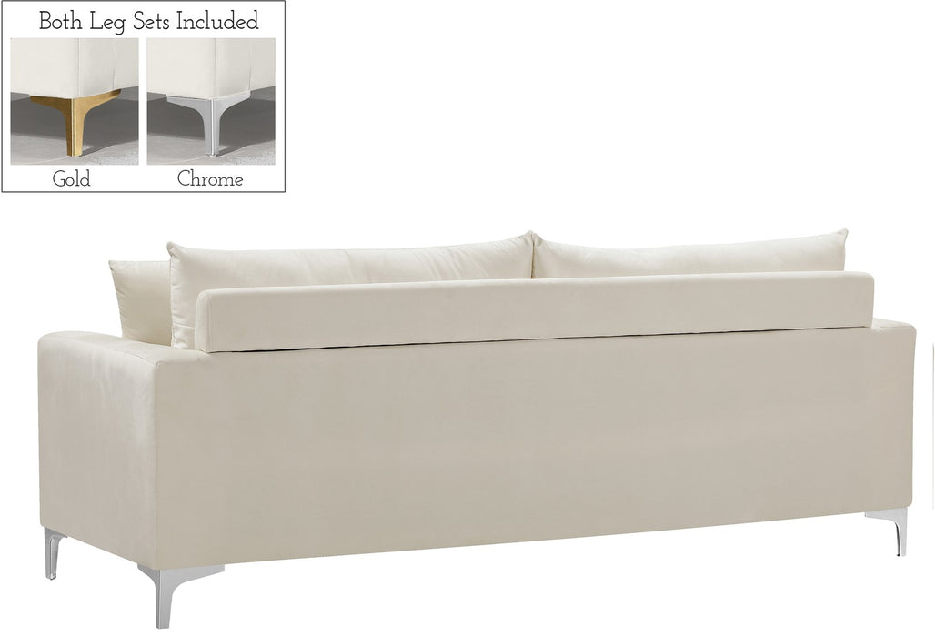 Meridian Furniture - Naomi Velvet Sofa in Cream - 633Cream-S - GreatFurnitureDeal