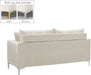 Meridian Furniture - Naomi Velvet Loveseat in Cream - 633Cream-L - GreatFurnitureDeal