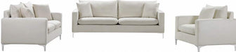 Meridian Furniture - Naomi Velvet Sofa in Cream - 633Cream-S - GreatFurnitureDeal