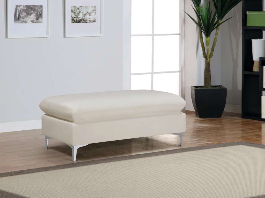 Meridian Furniture - Naomi Velvet Ottoman Bench in Cream - 636Cream-Ott - GreatFurnitureDeal