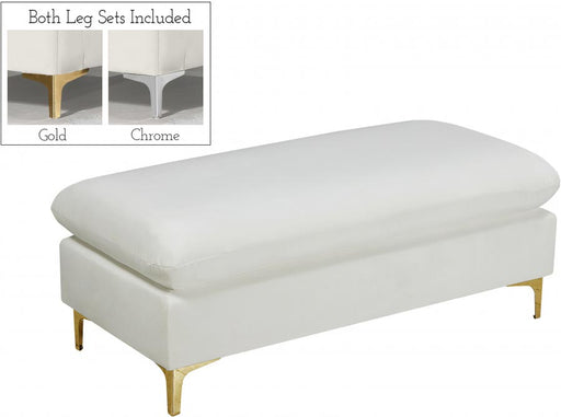 Meridian Furniture - Naomi Velvet Ottoman Bench in Cream - 636Cream-Ott - GreatFurnitureDeal