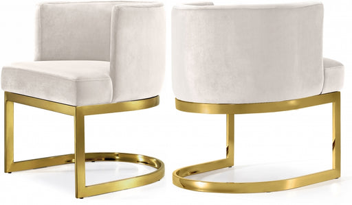 Meridian Furniture - Gianna Velvet Dining Chair in Cream (Set of 2) - 718Cream-C - GreatFurnitureDeal