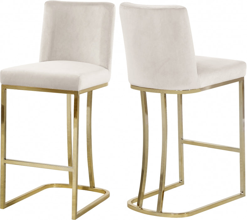 Meridian Furniture - Heidi Velvet Counter Stool Set of 2 in Cream - 777Cream-C - GreatFurnitureDeal