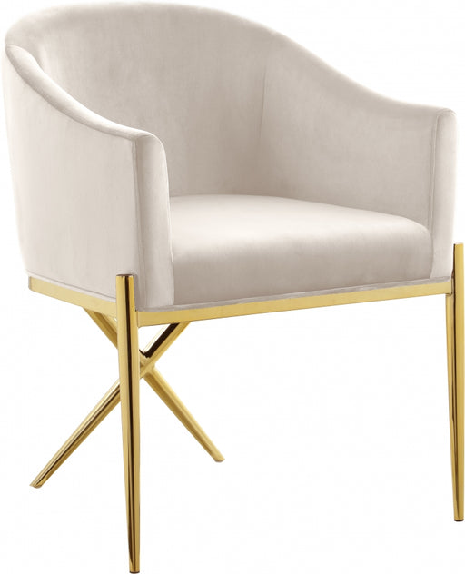 Meridian Furniture - Xavier Velvet Dining Chair Set of 2 in Cream - 763Cream-C - GreatFurnitureDeal