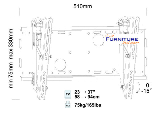 Adjustable Tilting Wall Mount Bracket for LCD Plasma (Max 165Lbs, 23~36inch)