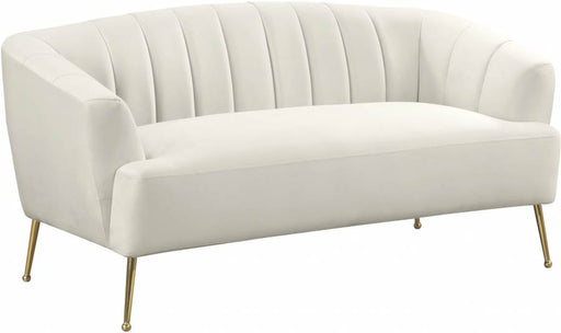 Meridian Furniture - Tori Velvet Loveseat in Cream - 657Cream-L - GreatFurnitureDeal