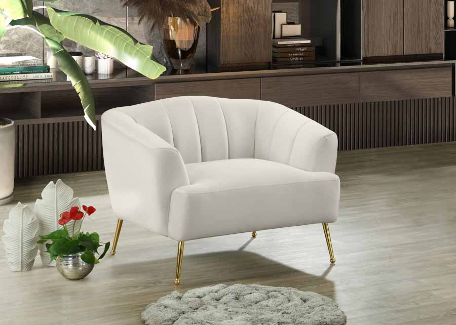 Meridian Furniture - Tori Velvet Chair in Cream - 657Cream-C - GreatFurnitureDeal