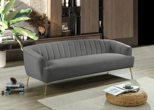 Meridian Furniture - Tori Velvet Sofa in Grey - 657Grey-S - GreatFurnitureDeal