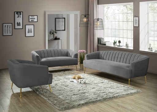 Meridian Furniture - Tori Velvet Loveseat in Grey - 657Grey-L - GreatFurnitureDeal
