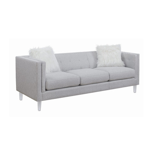 Coaster Furniture - Glacier Tufted Upholstered Sofa Light Grey - 508881 - GreatFurnitureDeal