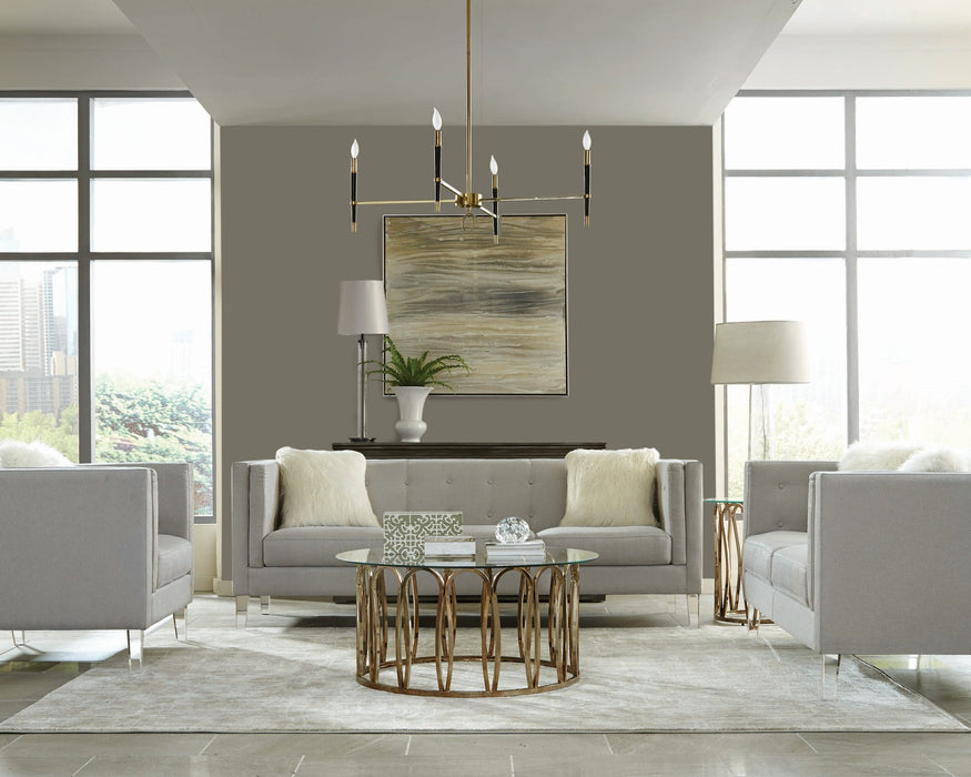 Coaster Furniture - Glacier Tufted Upholstered Sofa Light Grey - 508881