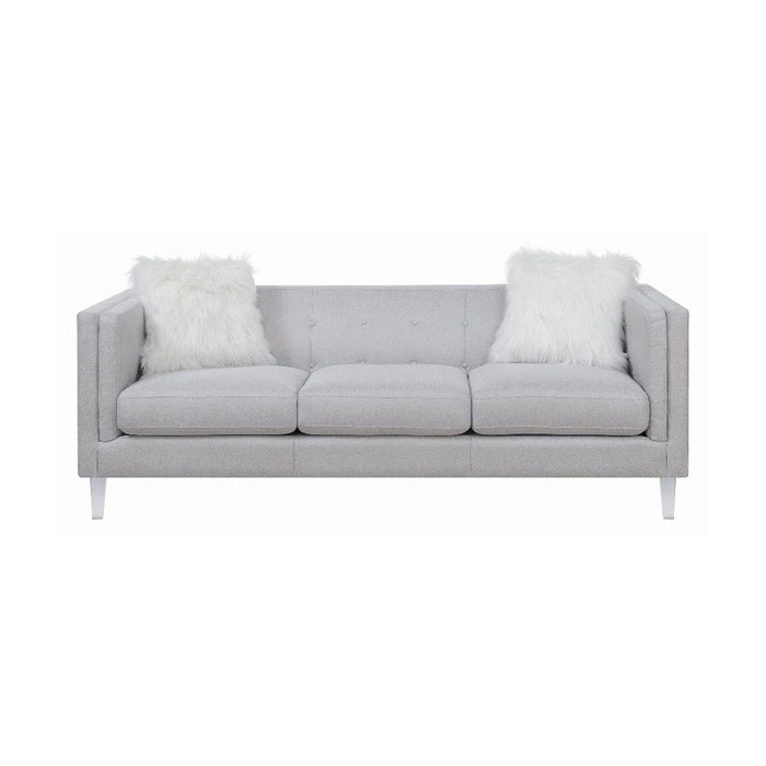 Coaster Furniture - Glacier Tufted Upholstered Sofa Light Grey - 508881 - GreatFurnitureDeal