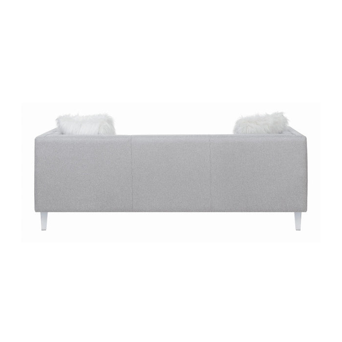 Coaster Furniture - Glacier Tufted Upholstered Sofa Light Grey - 508881