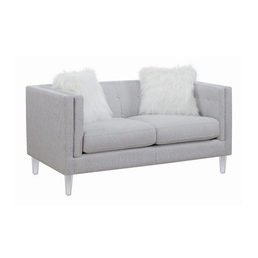 Coaster Furniture - Glacier Tufted Upholstered Loveseat Light Grey - 508882 - GreatFurnitureDeal