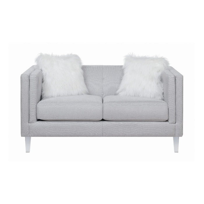 Coaster Furniture - Glacier Tufted Upholstered Loveseat Light Grey - 508882 - GreatFurnitureDeal