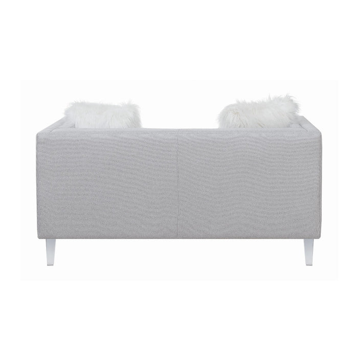 Coaster Furniture - Glacier Tufted Upholstered Loveseat Light Grey - 508882