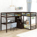 GFD Home - L-Shaped Twin Size Bunk Bed and Loft Bed with Built-in Middle Staircase and Desk,Espresso - GreatFurnitureDeal