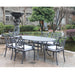 GFD Home - Outdoor Aluminum 7-Piece Oval Dining Set With 6 Arm Chairs, Blue - GreatFurnitureDeal