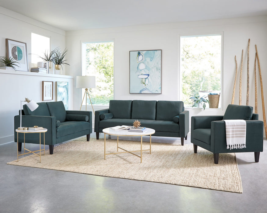 Coaster Furniture - Gulfdale 2-Piece Cushion Back Upholstered Living Room Set Dark Teal - 509071-S2