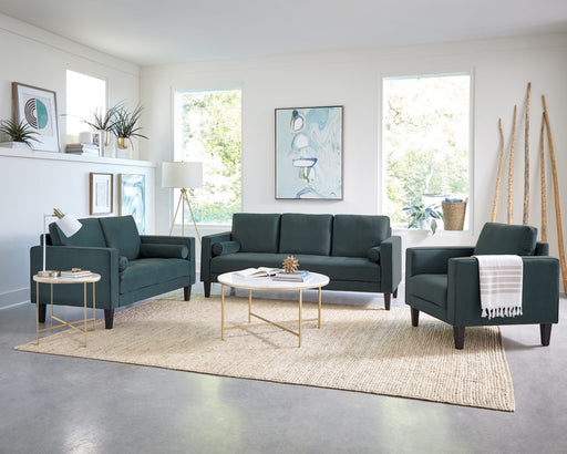 Coaster Furniture - Gulfdale 3-Piece Cushion Back Upholstered Living Room Set Dark Teal - 509071-S3 - GreatFurnitureDeal