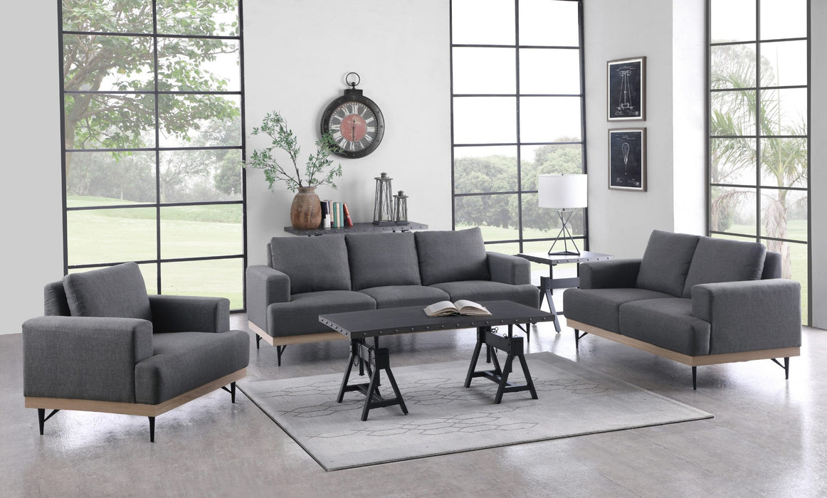 Coaster Furniture - Kester Recessed Track Arm Loveseat Charcoal - 509188