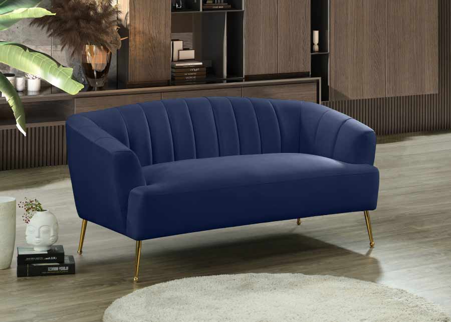 Meridian Furniture - Tori Velvet Loveseat in Navy  - 657Navy-L - GreatFurnitureDeal