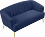 Meridian Furniture - Tori Velvet Loveseat in Navy  - 657Navy-L - GreatFurnitureDeal