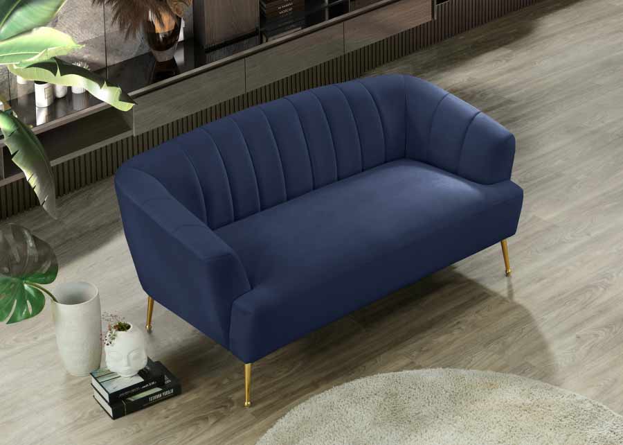 Meridian Furniture - Tori Velvet Loveseat in Navy  - 657Navy-L - GreatFurnitureDeal