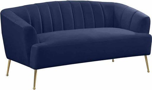 Meridian Furniture - Tori Velvet Loveseat in Navy  - 657Navy-L - GreatFurnitureDeal