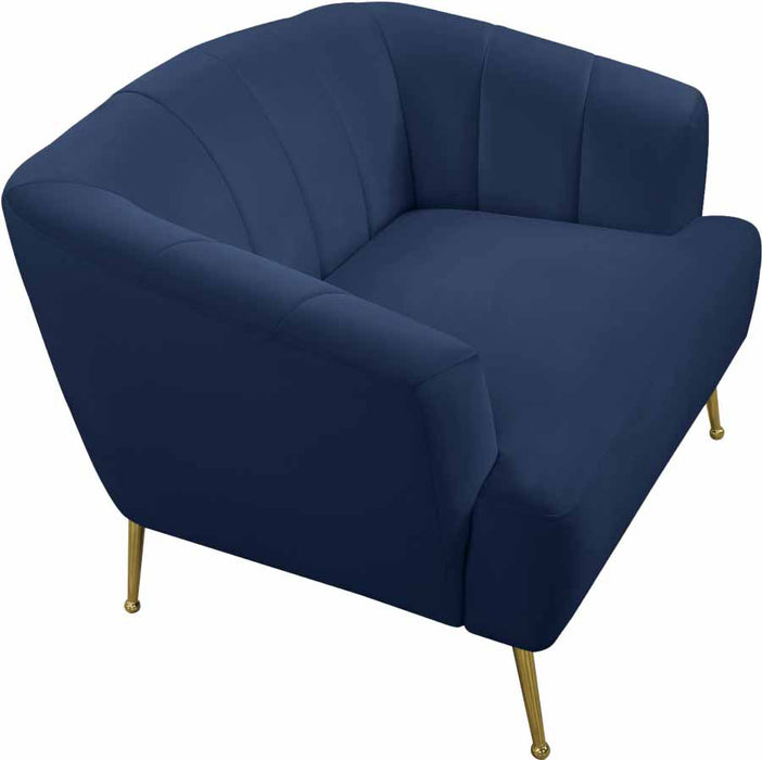 Meridian Furniture - Tori Velvet Chair in Navy - 657Navy-C - GreatFurnitureDeal