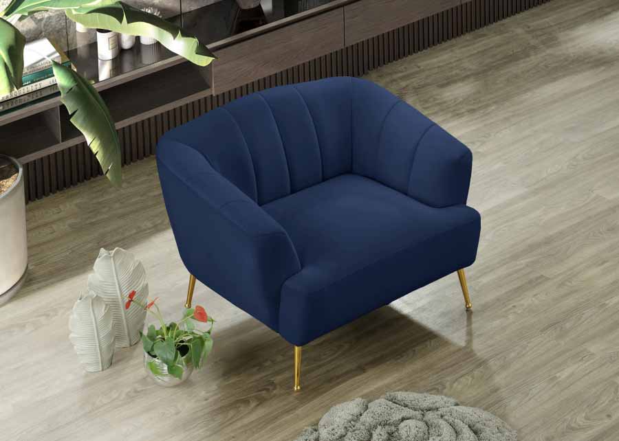 Meridian Furniture - Tori Velvet Chair in Navy - 657Navy-C