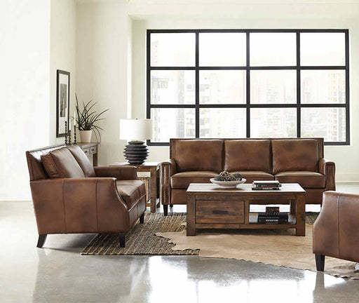 Coaster Furniture - Leaton 2-Piece Recessed Arms Living Room Set Brown Sugar - 509441-S2 - GreatFurnitureDeal
